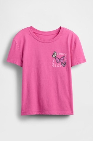 GAP Majica s kratkimi rokavi in potiskom za deklice Roza - Standout Pink 2