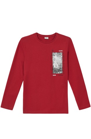 Bombažna majica z dolgimi rokavi in potiskom