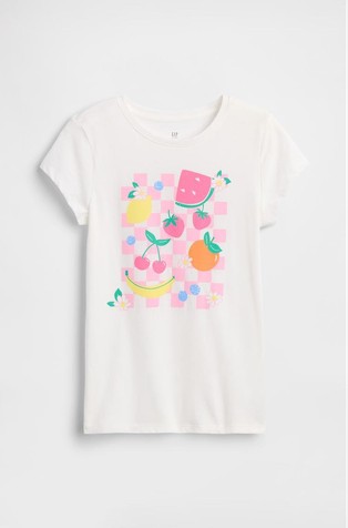 Majica s kratkimi rokavi s potiskom za deklice