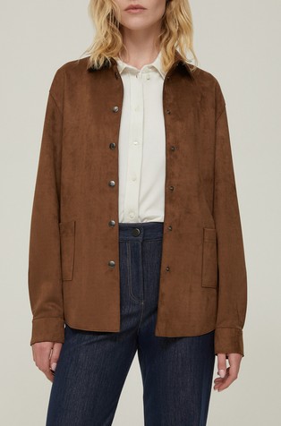 Srajčna jakna s pasom iz umetnega semiša