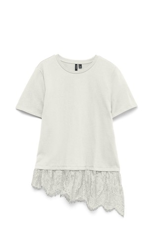 VMBRIT majica s čipkastim naborkom