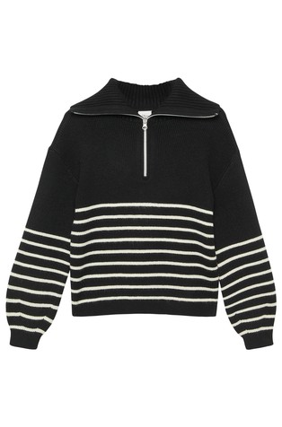 Pleten pulover z visokim ovratnikom in delno zadrgo