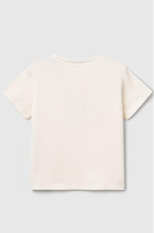 BENETTON Bombažna majica z reliefno aplikacijo Bela - Creamy White 2