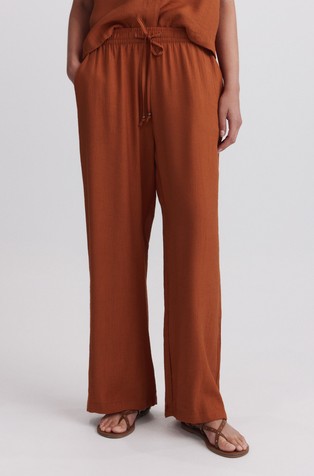 Viscose-blend drawstring trousers