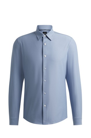 Slim fit vzorčasta srajca iz raztegljive performance jersey tkanine