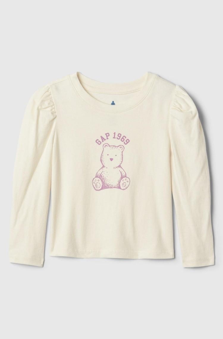 GAP Gap logo majica z dolgimi rokavi za malčice Bež - Ivory Frost 