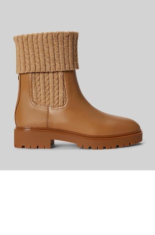 Allyson Cable-knit & Leather Bootie