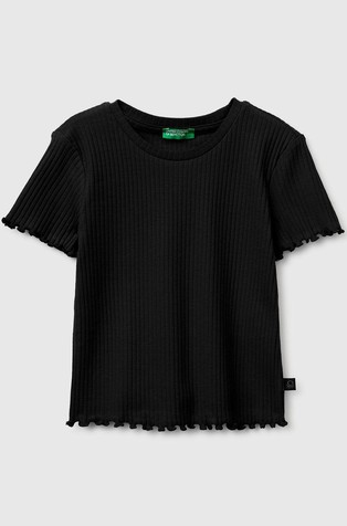 Slim fit rebrasta majica s kratkimi rokavi