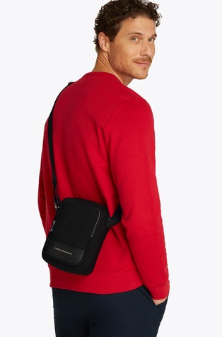 TOMMY HILFIGER TH Business torba za čez ramo s kovinskim logotipom Črna - Black 5