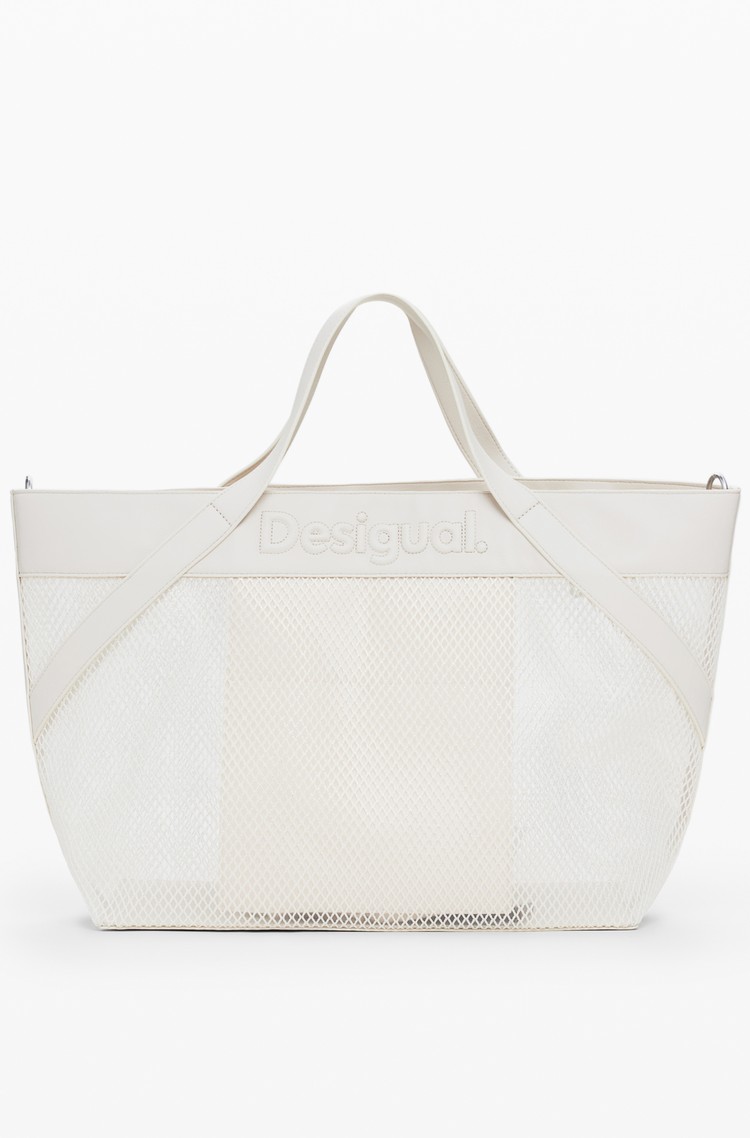DESIGUAL Large mesh shopper bag White 