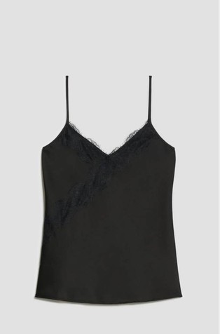 Lace-detail satin top