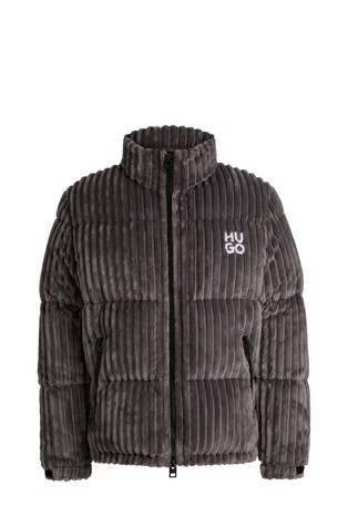 Corduroy puffer jacket with stacked logo