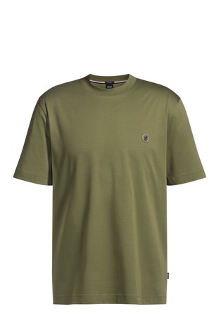 Mercerized-cotton regular-fit T-shirt with double monogram