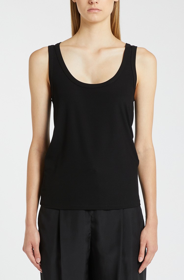 MARELLA Monochrome ribbed viscose top Black 