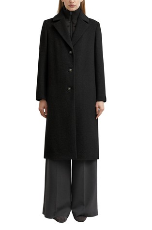 Wool-blend coat with removable insert