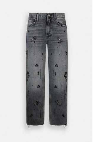 Straight-leg jeans with rhinestones