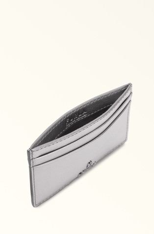 FURLA Denarnica za kartice s kovinskim leskom Srebrna - Silver 3