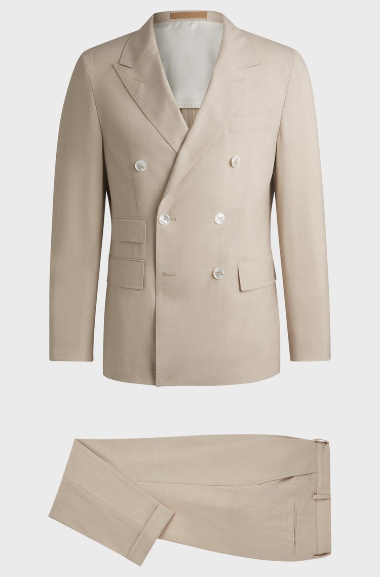 HUGO BOSS Slim-fit suit in virgin wool and silk Cream 