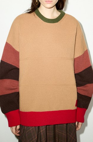 Oversized pure wool jumper in colourblock