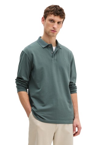 Polo majica z dolgimi rokavi iz raztegljivega organskega bombažnega pikéja
