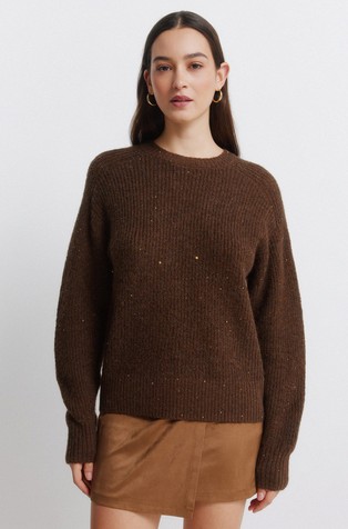 Pleten pulover z bleščicami