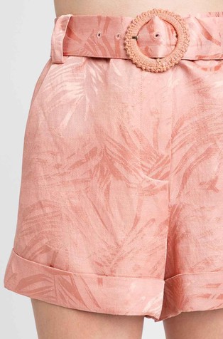 Shorts with jacquard palm pattern