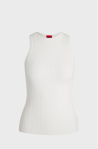 Sleeveless racer-back top in ribbed viscose-blend