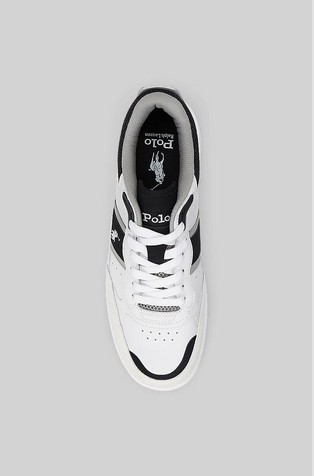 RALPH LAUREN Masters Sport Leather Sneaker with Contrast-detail White / Black / Grey 4