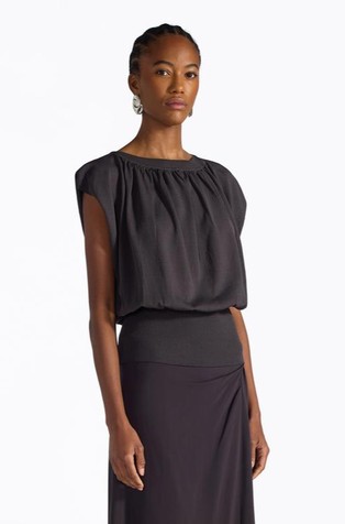 Pletena majica z netopirskimi kratkimi rokavi