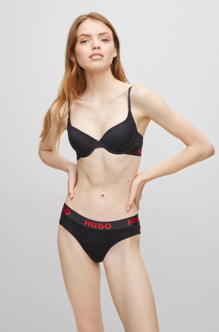 Logo-detail bra in stretch organic cotton