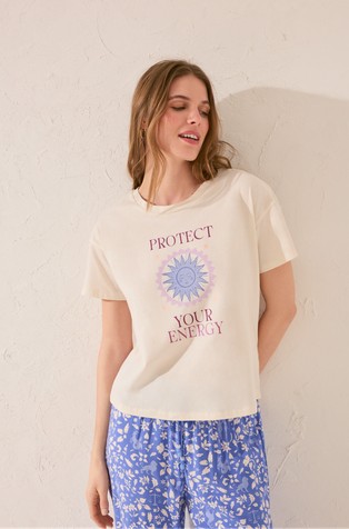 Cotton short sleeve printed T-shirt