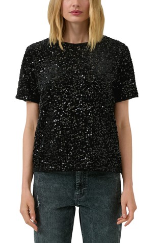 Majica s kratkimi rokavi iz velurja z bleščicami