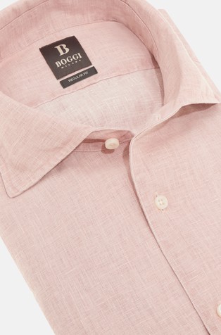 BOGGI MILANO Regular fit lanena srajca Roza - Pink 4
