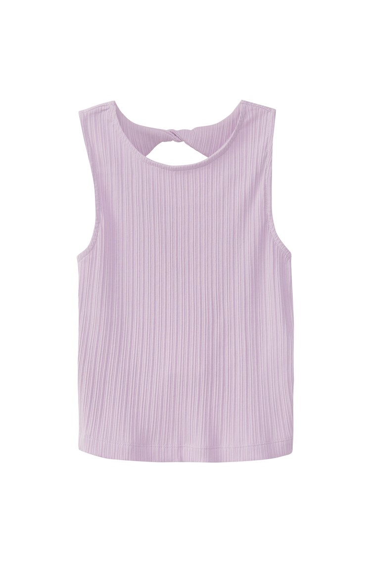 S.OLIVER Stretchy top made of ribbed fabric with a cut-out Lilac 