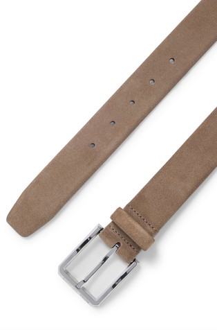 HUGO BOSS Suede belt with polished pin buckle Beige 2