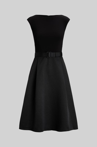 RALPH LAUREN Cocktail obleka iz jerseya s pasom Črna - Black 4