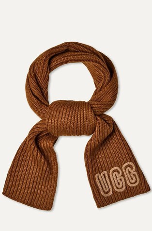 Chunky Rib Scarf with Logo Embroidery