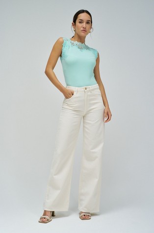 SALSA JEANS Sleeveless top with lace embroidery Aqua Green 5
