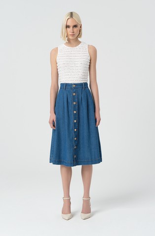 Flared denim skirt