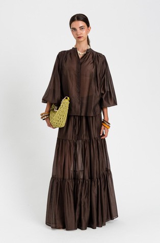 Delno prosojna srajca z napihnjenimi rokavi