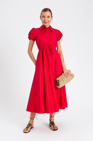 Srajčna obleka s kratkimi rokavi iz poplina