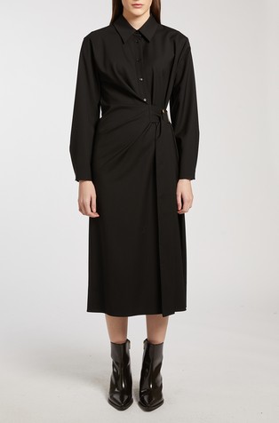 Obleka s pasom iz deviške volne