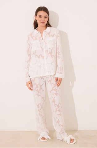 Long jacquard satin pajamas