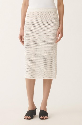 Crochet pencil skirt with glittery stripes