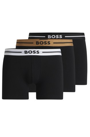 Three-pack of stretch-cotton boxer briefs with logos