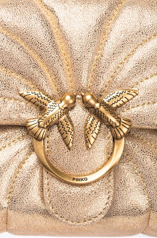 PINKO Love Bag Puff quilt crossbody bag in metallic leather Gold 5