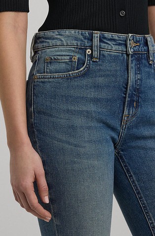 RALPH LAUREN Zvončaste jeans hlače z visokim pasom Modra - Dusk Indigo Wash 4