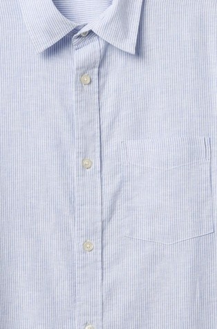 GAP Moška srajca iz lanene mešanice Modra - Blue Stripe 4
