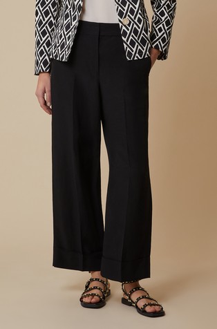 Relaxed fit linen-blend trousers