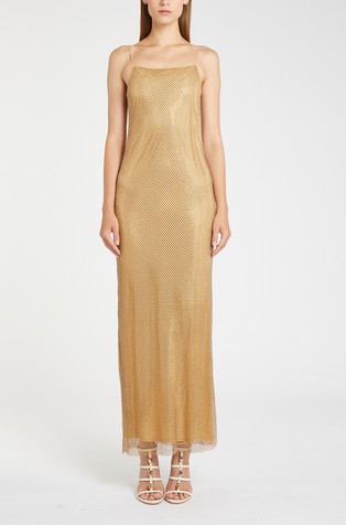 Long mesh dress with rhinestones